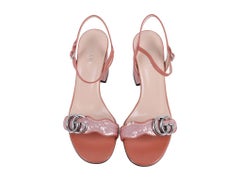 WOMENS DESIGNER Gucci Marmont Sequinned Sandals Pink Size 37