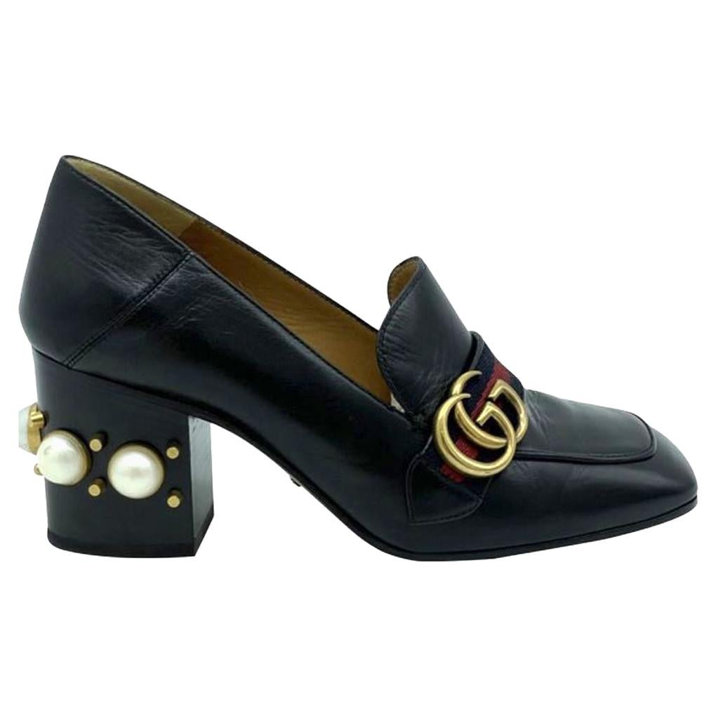 Womens Designer Gucci Pearl Heel Leather Pumps For Sale