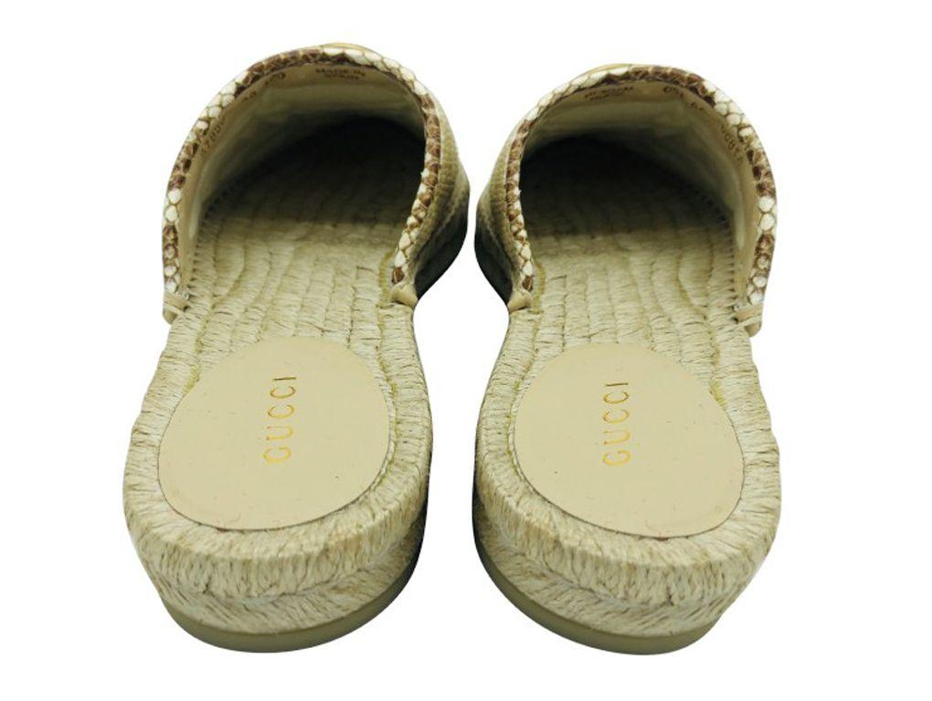 gucci pilar elaphe-trimmed raffia espadrille slippers