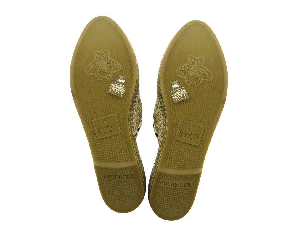 Brown Womens Designer Gucci Pilar Elaphe-trimmed Raffia Espadrille Slippers Shoes - 38