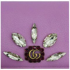 Womens Designer Gucci Pink Leather Crystal Embellished Crossbody Bag
