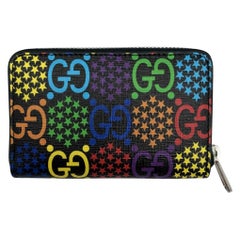 Womens Designer Gucci Psychedelic Zip Around Small Purse