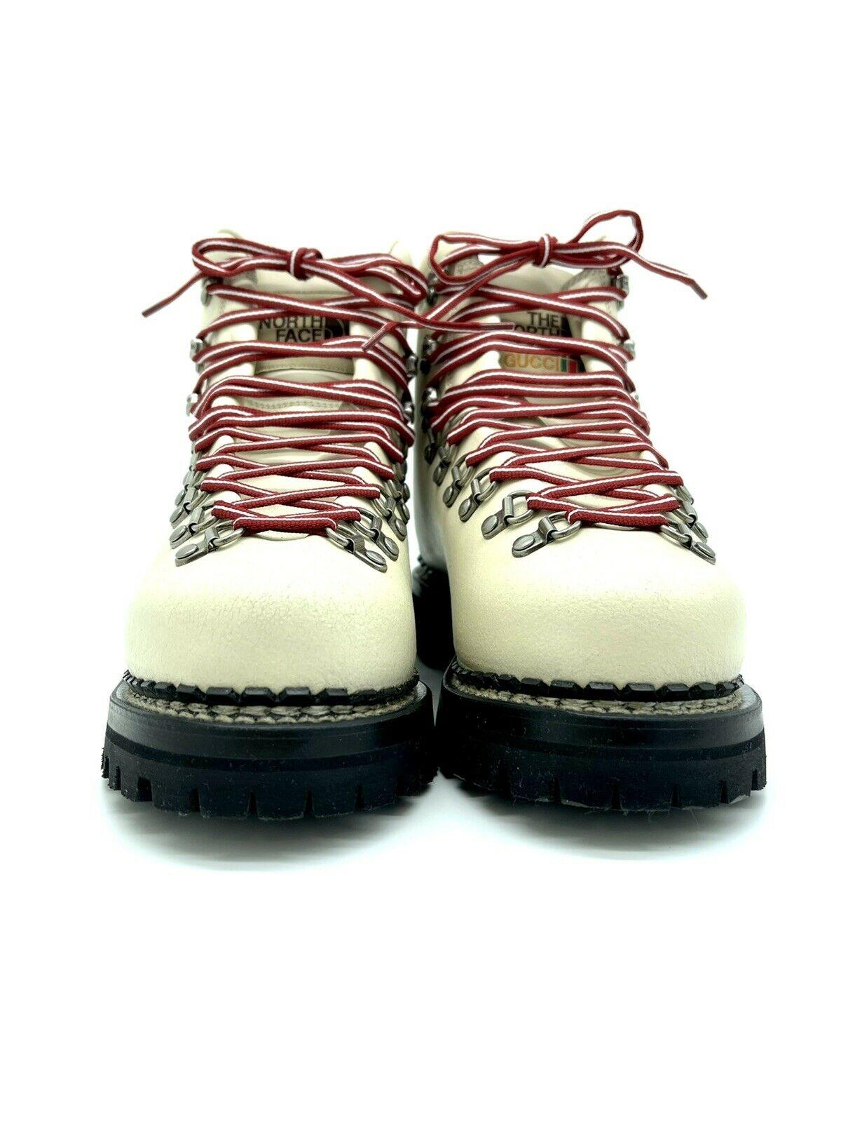 SOLD OUT.! Gucci X North Face collaboration. Leather ankle boots in cream which are a limited edition.

BRAND

Gucci

FEATURES

Ankle Boots, Red laces, Cream ankle boots,

COLOUR

cream

CONDITION

New

MEASUREMENTS

39.5

ACCESSORIES

 Pink Box,