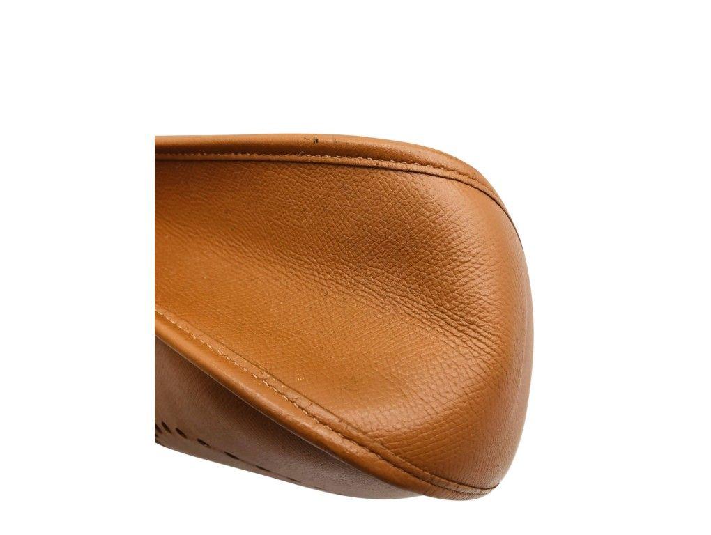 Brown Womens Designer Hermes Evelyne GM Bag- Gold For Sale