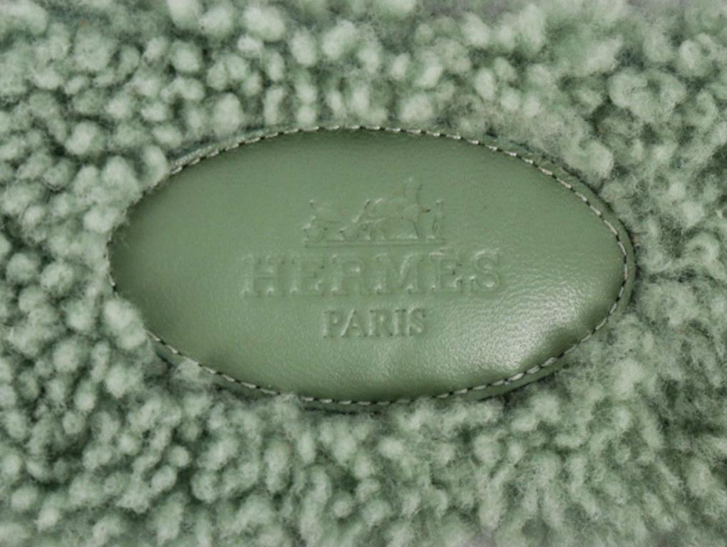 Gray Womens Designer HERMES FLUFFY ORAN SANDALS For Sale