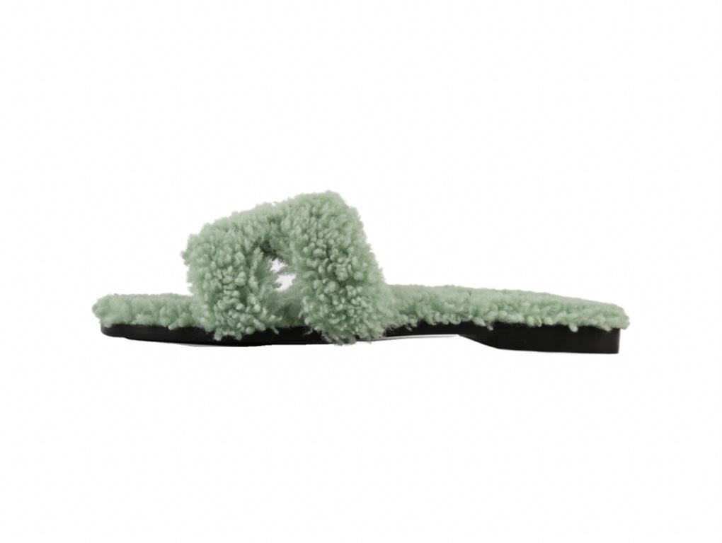 Womens Designer HERMES FLUFFY ORAN SANDALS For Sale 1