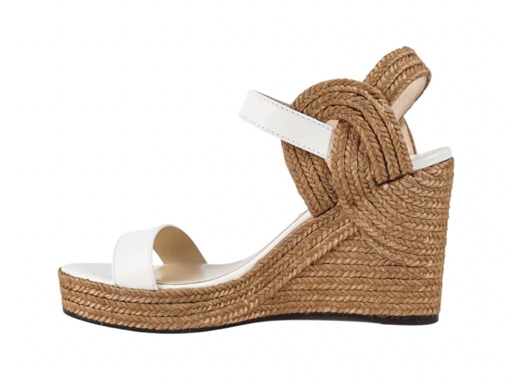 Womens Designer JIMMY CHOO DELPHI 100MM WEDGE SANDALS White Size 41 UK8 For Sale 2
