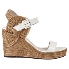 Womens Designer JIMMY CHOO DELPHI 100MM WEDGE SANDALS White Size 41 UK8