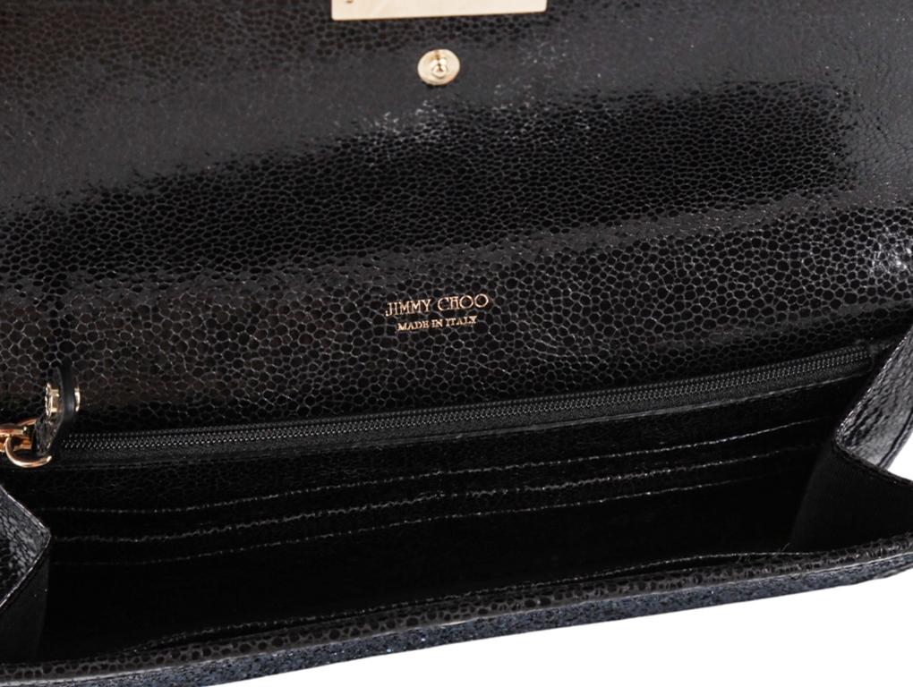 Womens Designer JIMMY CHOO GLITTER CLUTCH BAG In Excellent Condition For Sale In London, GB