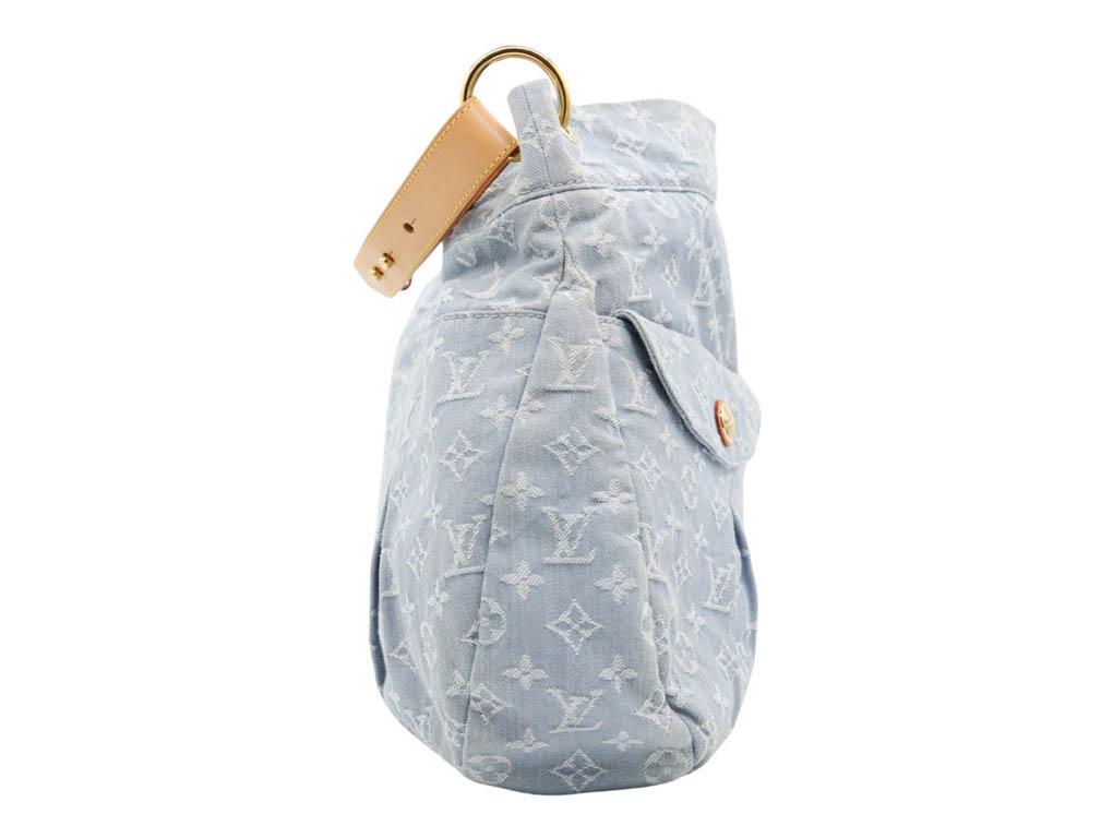 Gray WOMENS DESIGNER Louis Vuitton Blue Clair Denim Daily GM Bag Blue For Sale