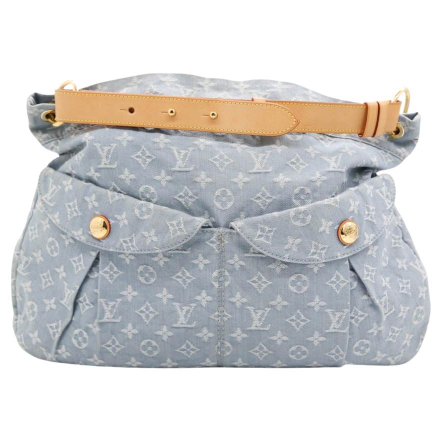 WOMENS DESIGNER Louis Vuitton Blue Clair Denim Daily GM Bag Blue For Sale
