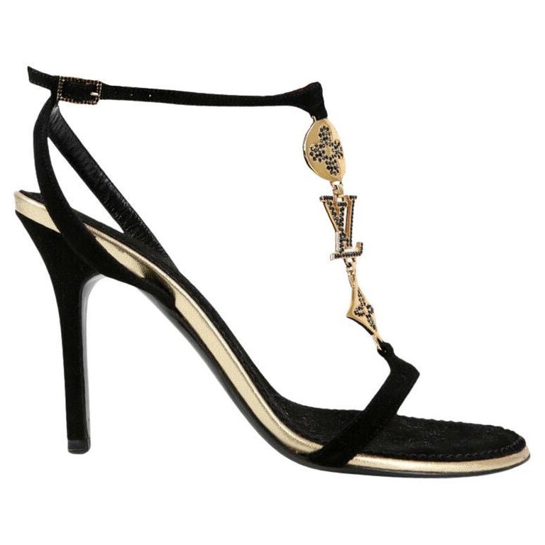 WOMENS DESIGNER Louis Vuitton Monogram and Rhinestone Heeled Sandals at  1stDibs | rhinestone heels designer