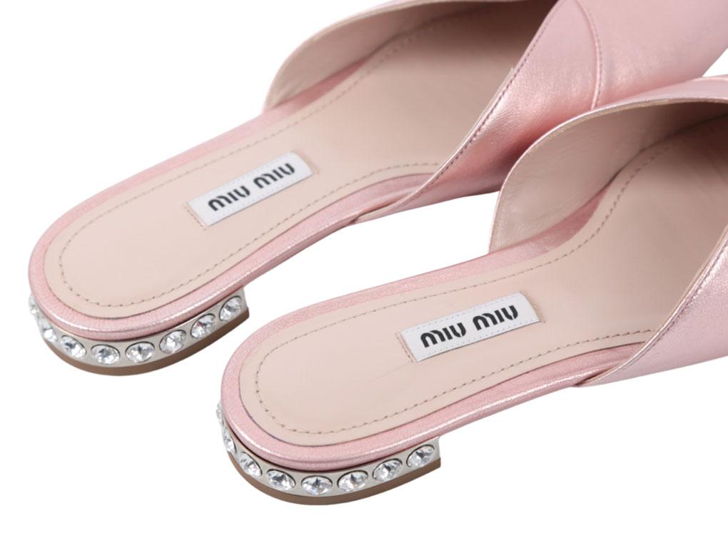 WOMENS DESIGNER Miu Miu Heel Embellished Mules size 36 For Sale 1