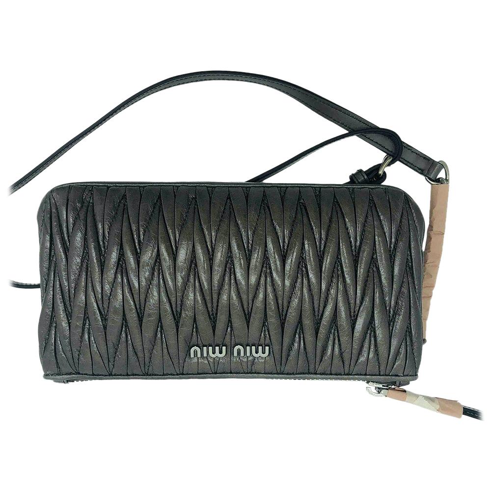 Womens Designer Miu Miu Matelasse Cross Body Bag -Grey For Sale