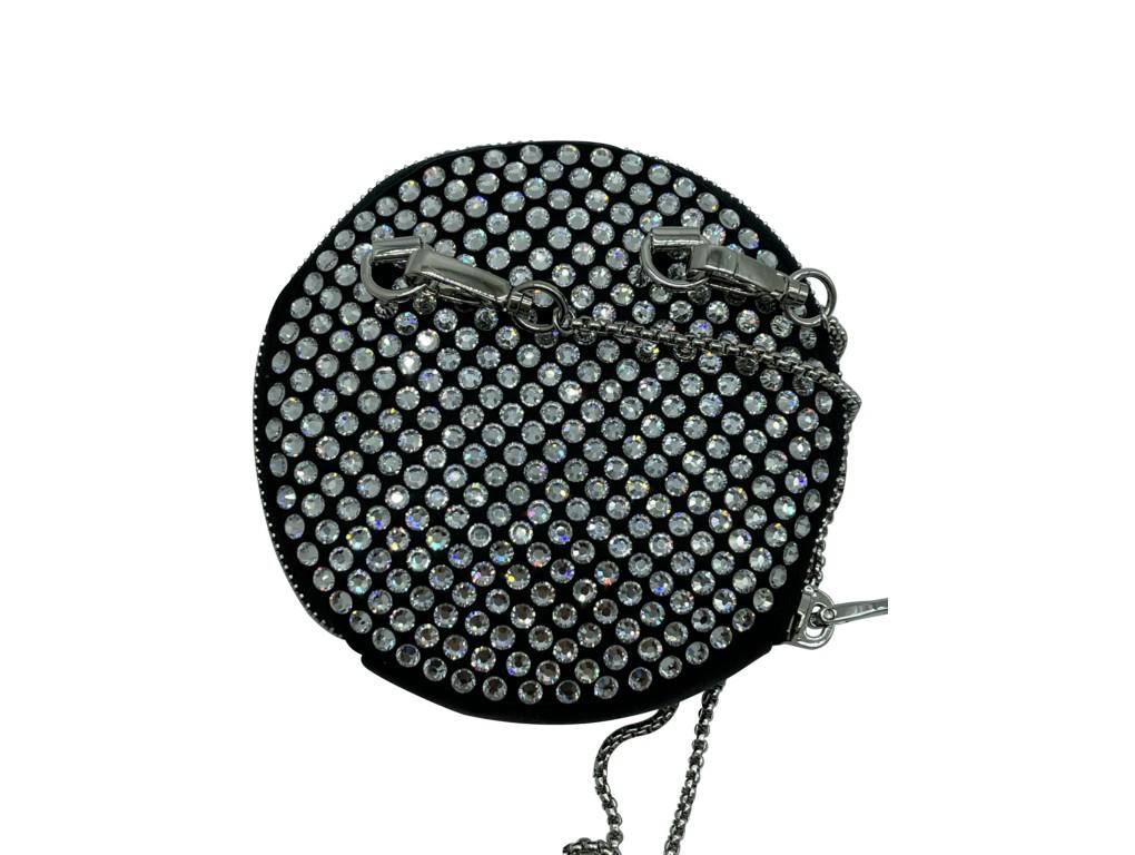 The IT bag of the moment.! This Prada crystal embellished round satin bag is divine. Wear as a clutch or crossbody. A new bag for sale.


BRAND	
Prada

FEATURES	
All over embellishment, logo plaque, removable chain strap, silk satin lining, zipped