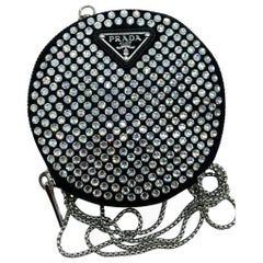 Womens Designer Prada Round Satin/Crystal Bag