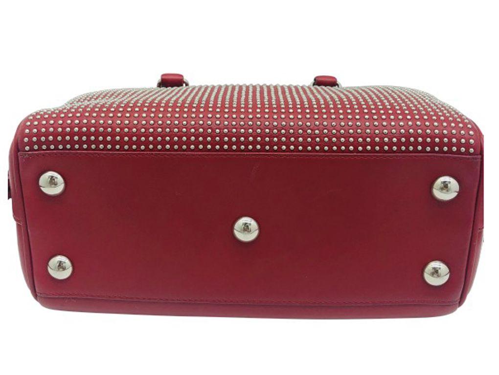 Brown Womens Designer SAINT LAURENT Classic Baby Duffle Red Leather Handbag For Sale