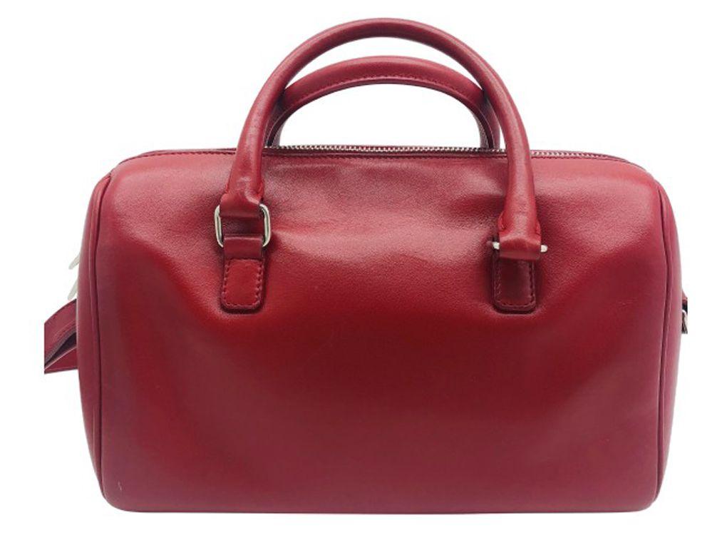 Womens Designer SAINT LAURENT Classic Baby Duffle Red Leather Handbag In Good Condition For Sale In London, GB