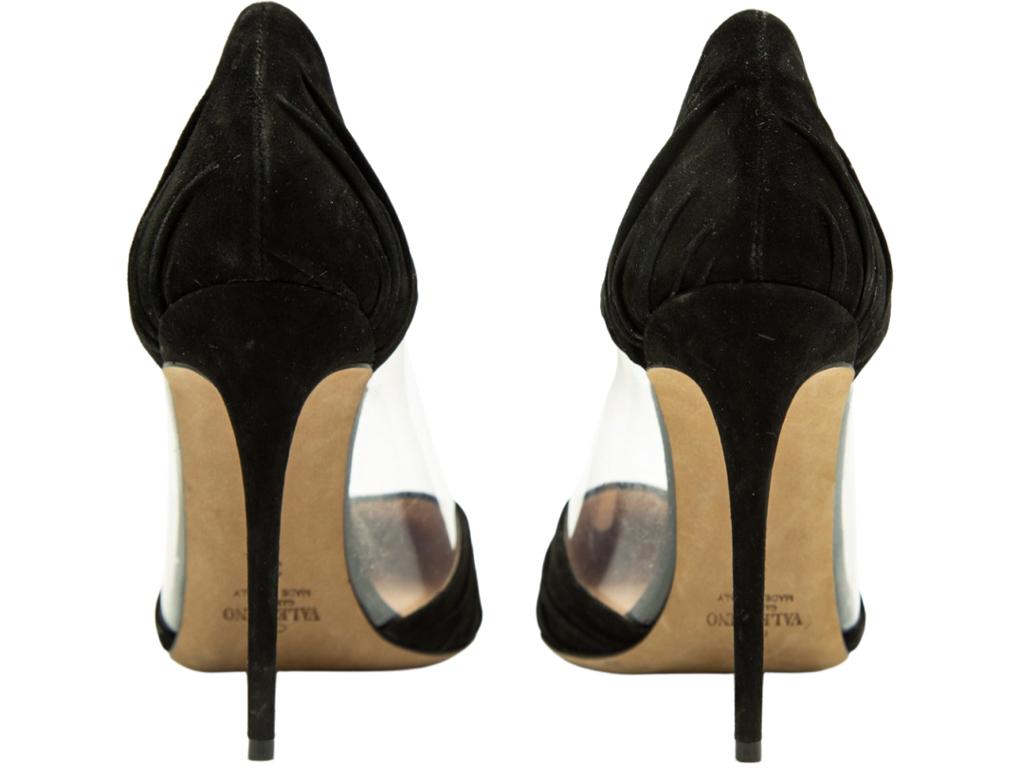 Black WOMENS DESIGNER Valentino Suede And Clear Pointed Shoe For Sale