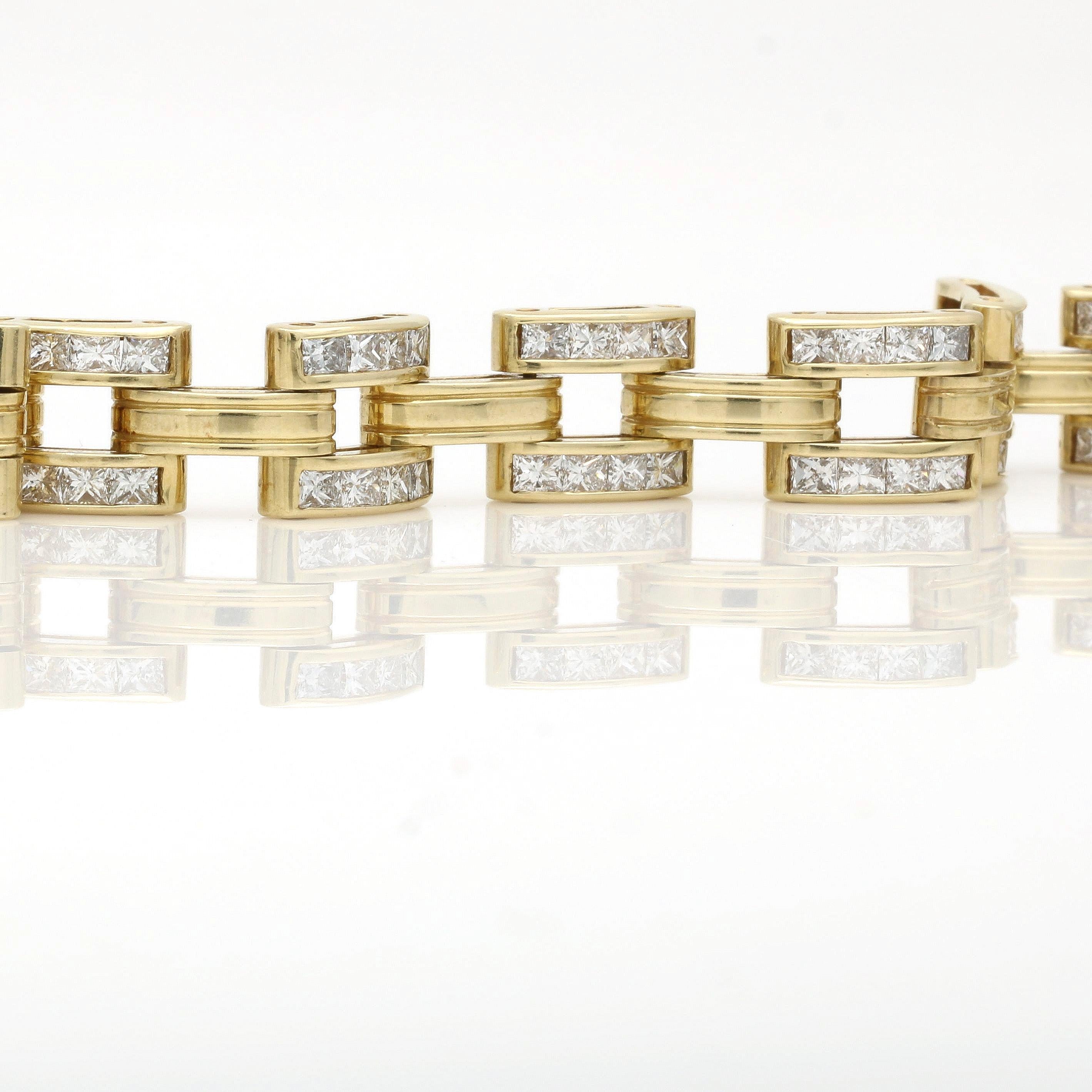 Retro Women's Diamond Link Bracelet in 14k Yellow Gold 8.80cttw