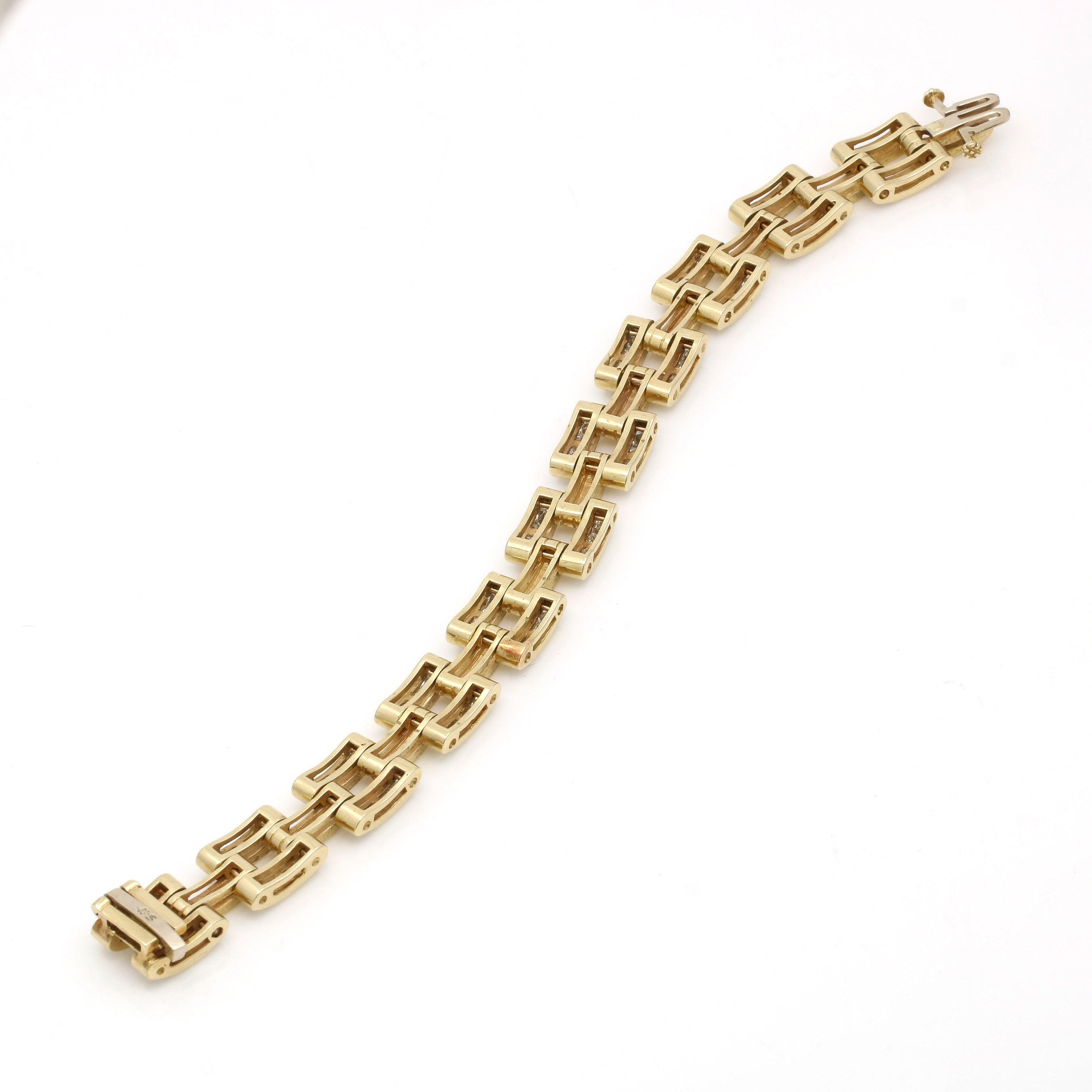 Princess Cut Women's Diamond Link Bracelet in 14k Yellow Gold 8.80cttw