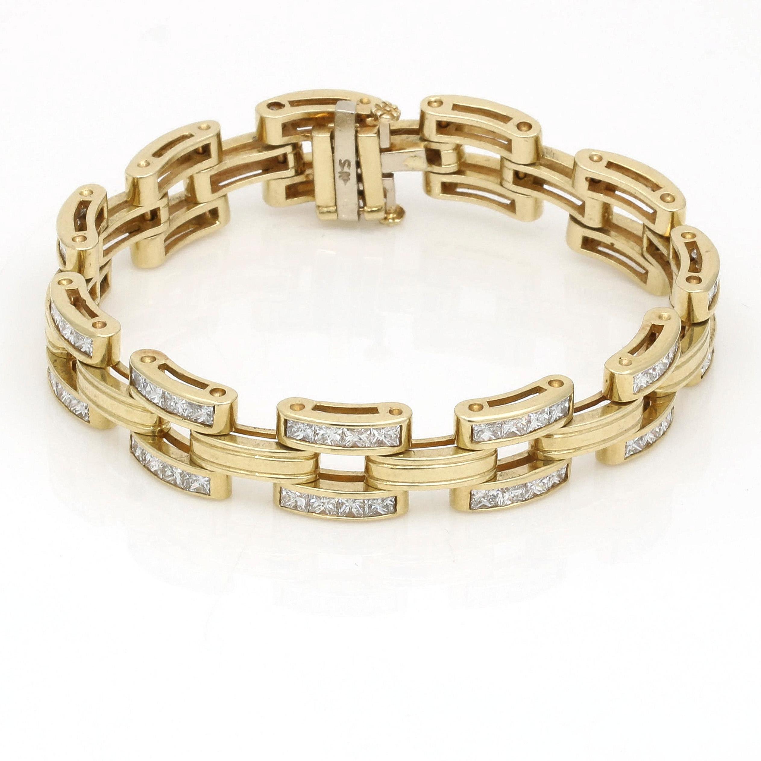 Women's Diamond Link Bracelet in 14k Yellow Gold 8.80cttw In Good Condition In Boca Raton, FL