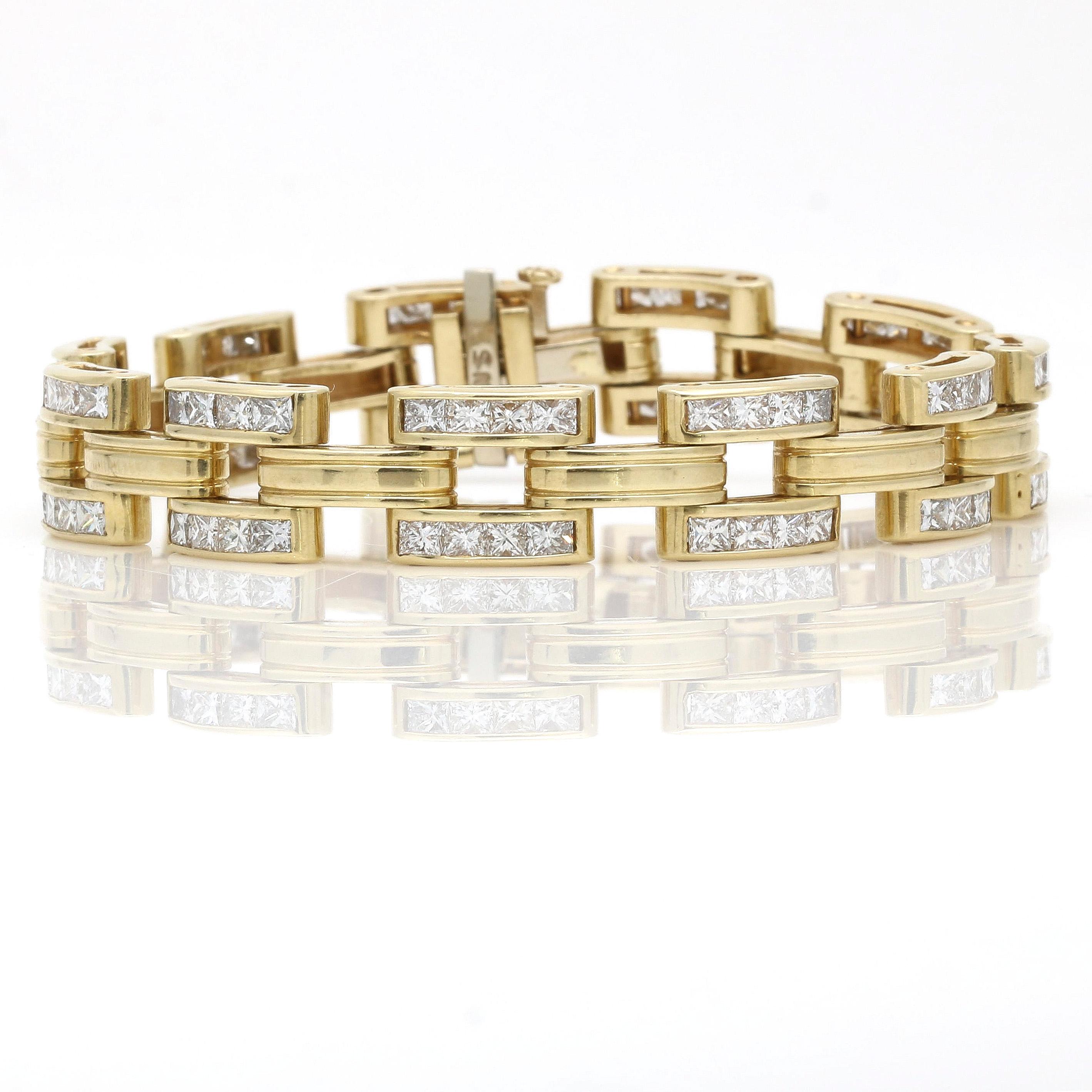 Women's or Men's Women's Diamond Link Bracelet in 14k Yellow Gold 8.80cttw