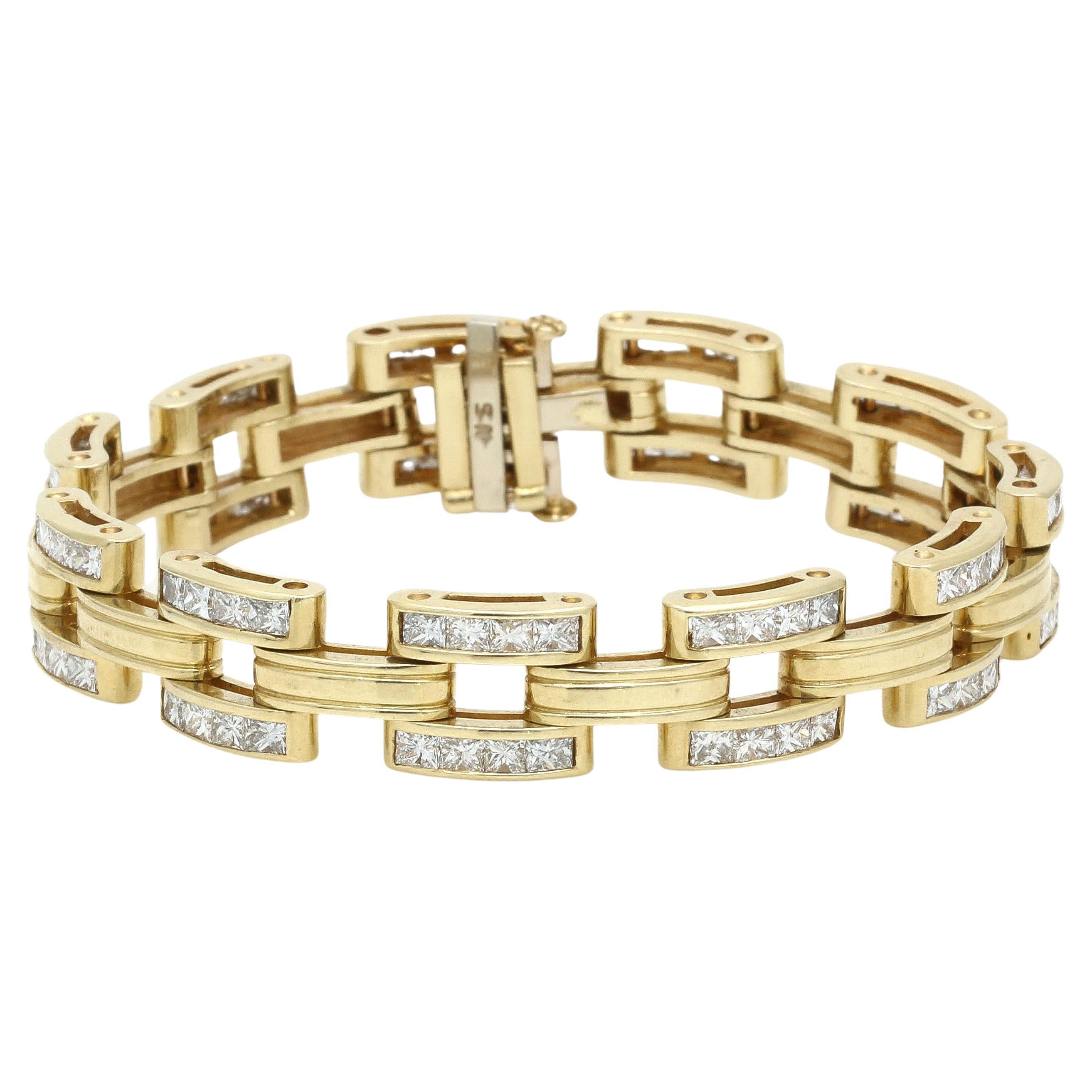 Women's Diamond Link Bracelet in 14k Yellow Gold 8.80cttw