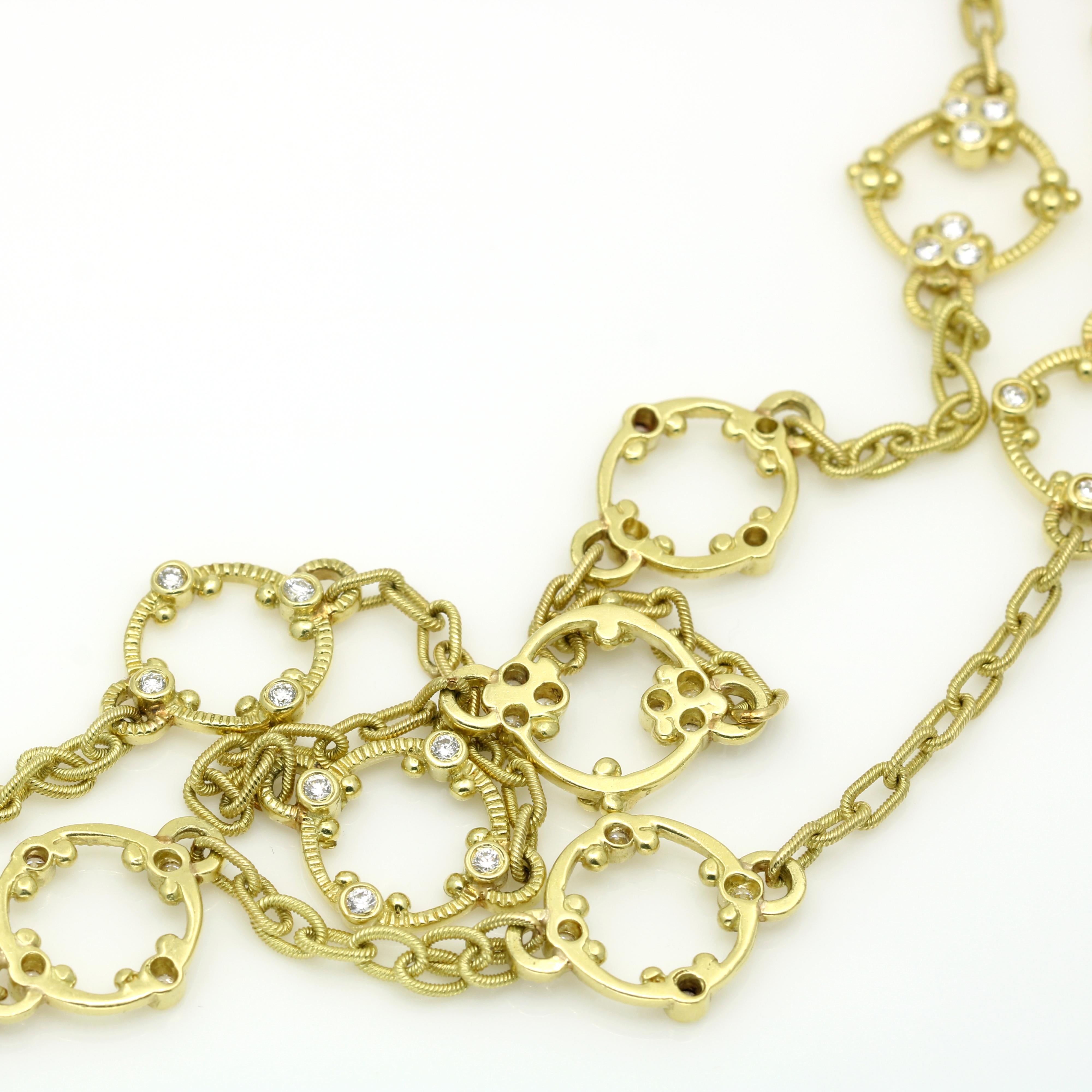 Women's Diamond Long Station Necklace - 18k Yellow Gold, 36