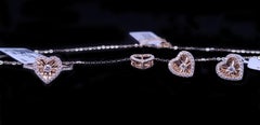 Women's Diamond Jewelry Set in 14K Yellow Gold, Heart Earrings, 0.48ct
