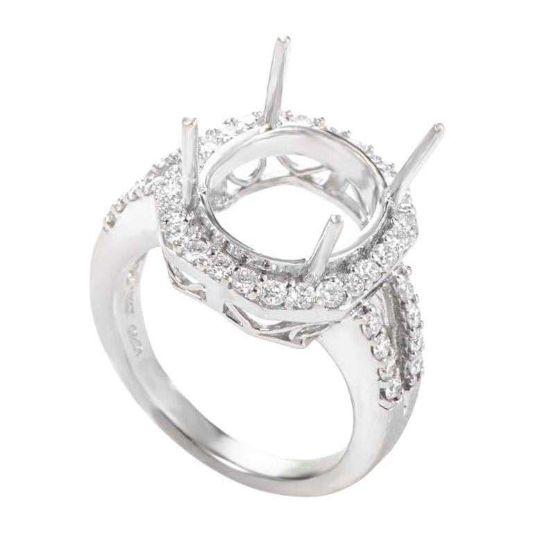 Women's Large 18 Karat White Gold Diamond Engagement Ring Mounting ASM-2754W