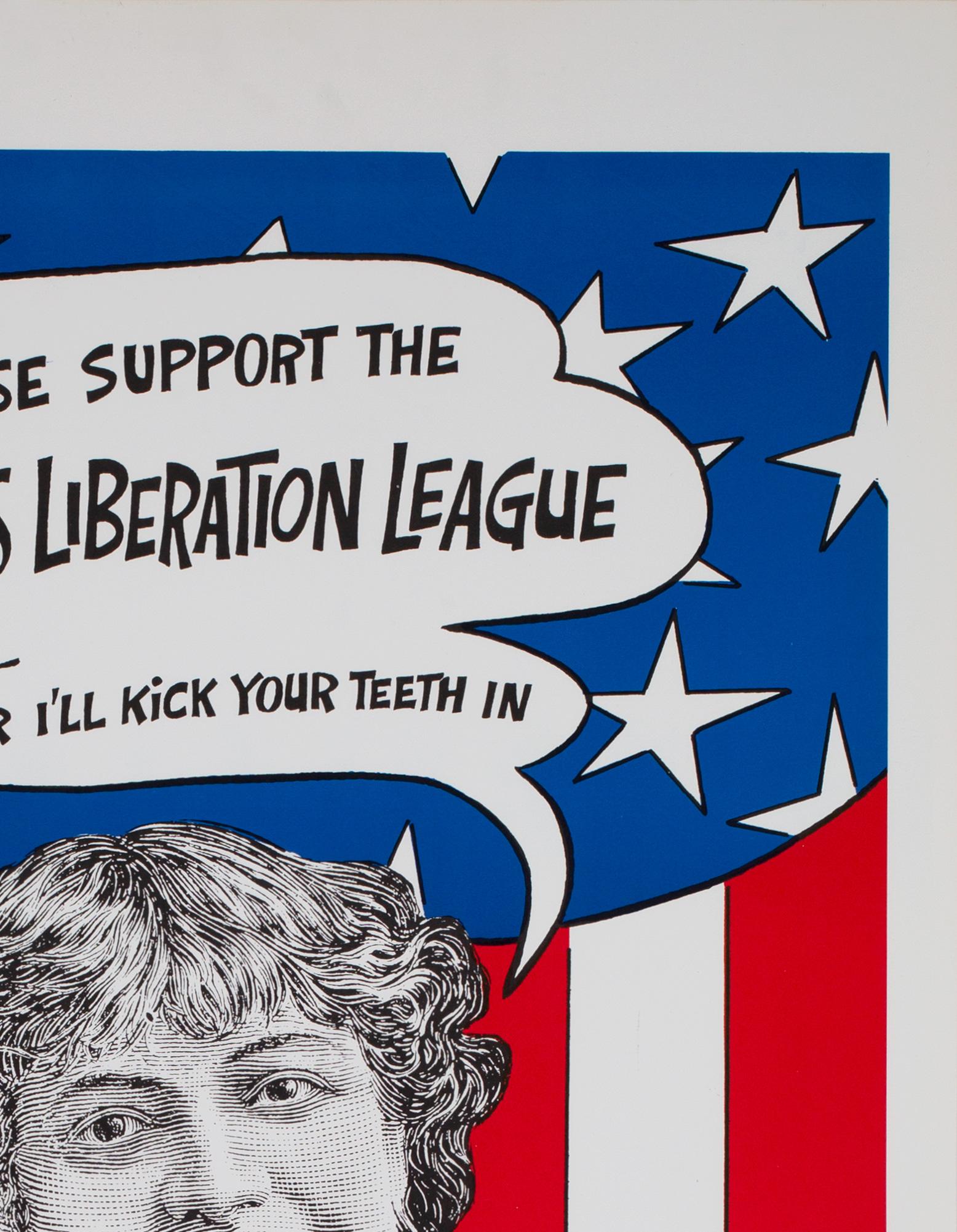 Affiche politique / protestation américaine Lib Punch Your Teeth in 1970 Excellent état - En vente à Bath, Somerset