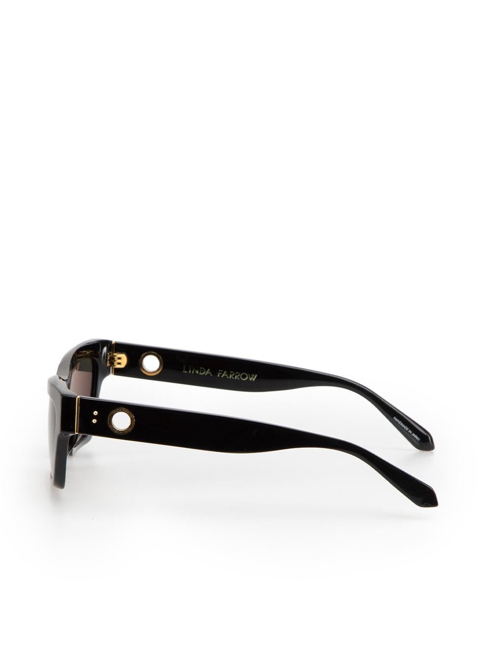 Women's Linda Farrow x Paco Rabanne Black Rectangular Frame Moe Sunglasses 1