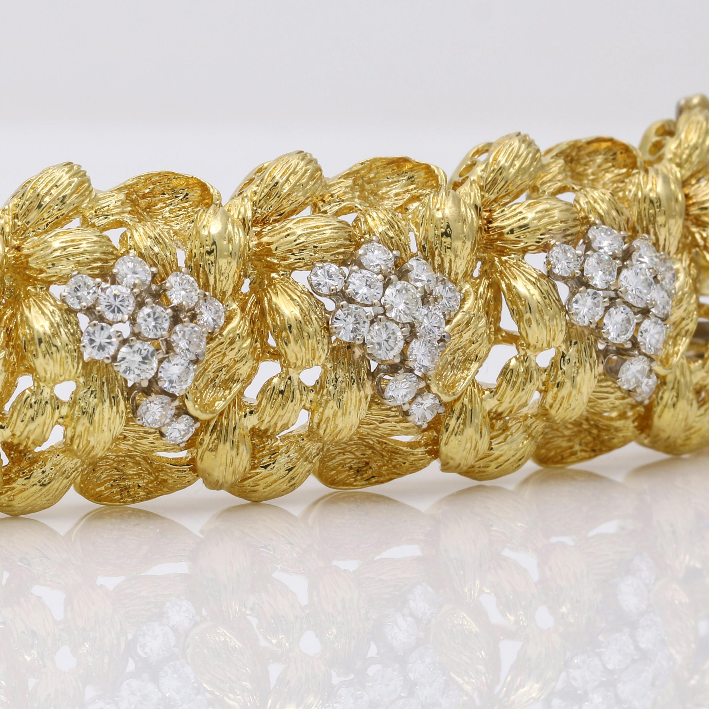 Women's Midcentury Diamond Statement Link Bracelet in 18k Yellow Gold 1