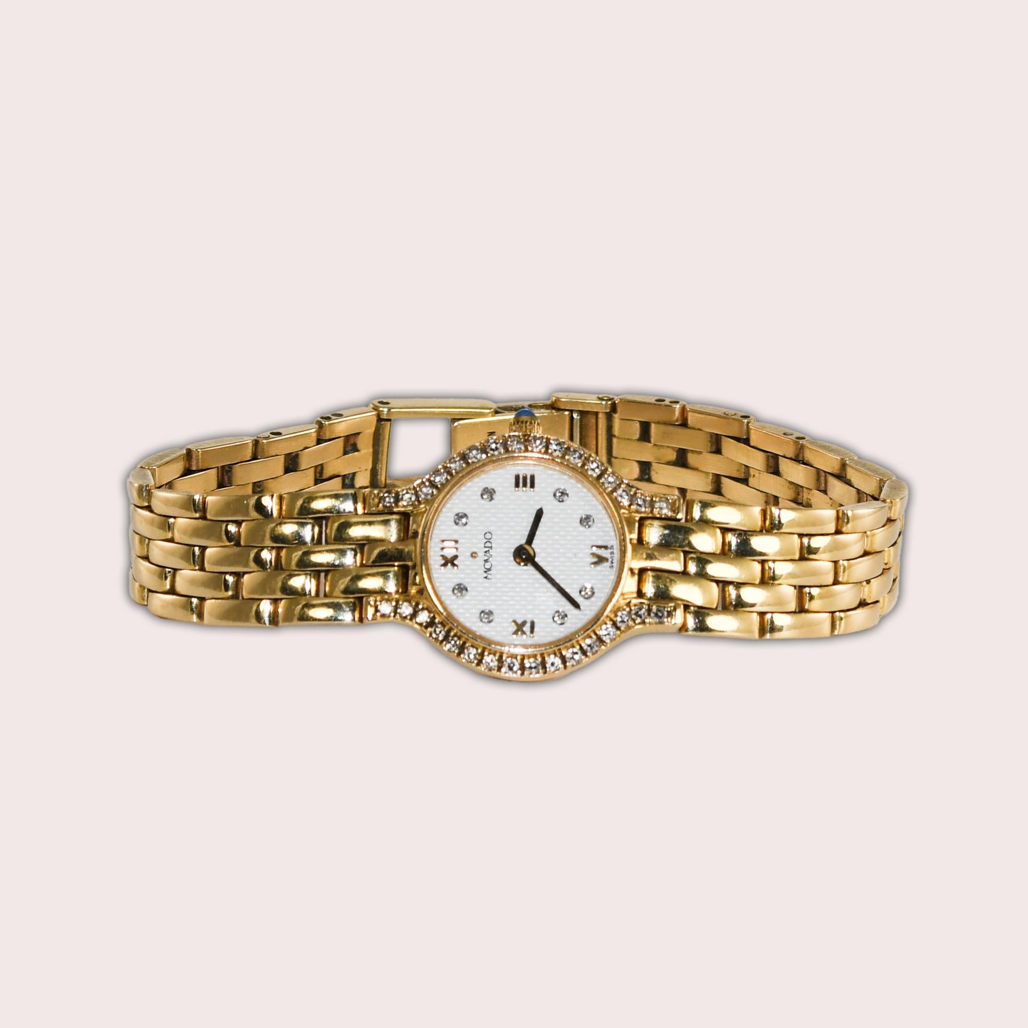 Women's or Men's Women's Movado Diamond Bezel Watch, 20mm For Sale