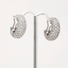 Women's Pave Diamond C-Hoop Earrings in 18k White Gold