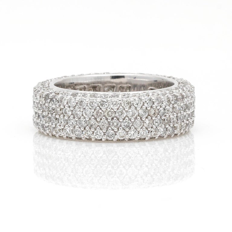Women's Pave Diamond Eternity Band 3.59cttw 14k White Gold Ring For ...