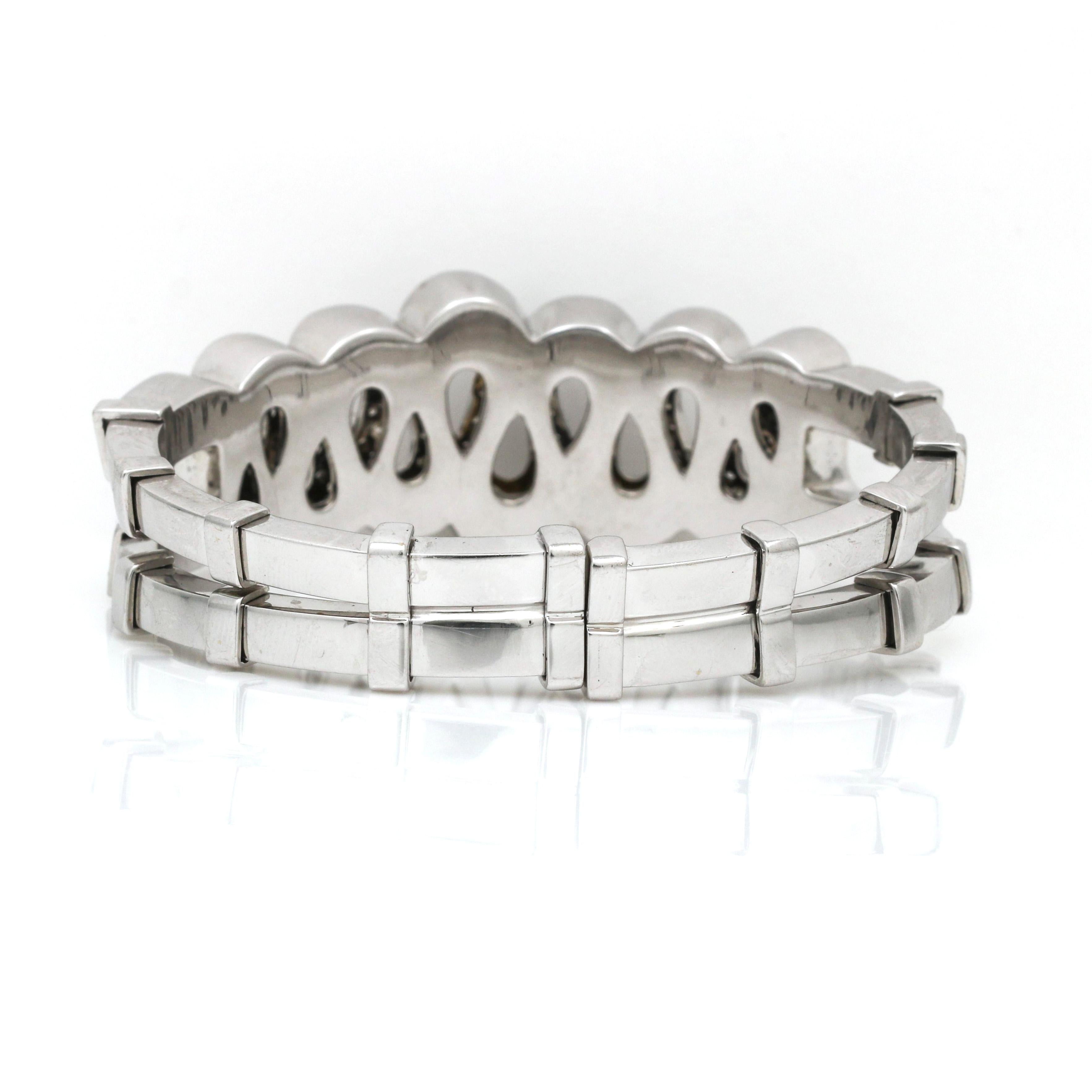 Round Cut Women's Pave Diamond Waves Statement Cuff Bangle Bracelet 18k Gold 7.00cttw For Sale