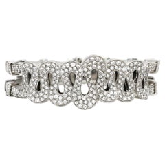Women's Pave Diamond Waves Statement Cuff Bangle Bracelet 18k Gold 7.00cttw