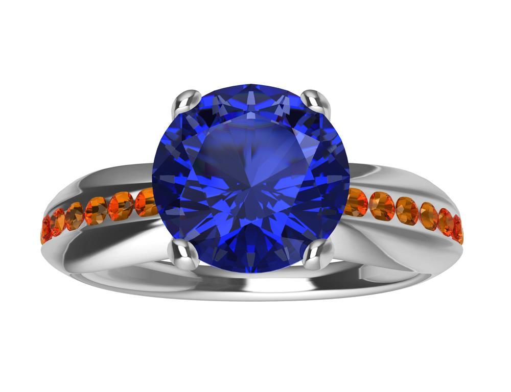 For Sale:  Womens Platinum 1.55 Carat Sapphire and Orange Spinels Cocktail Ring 12