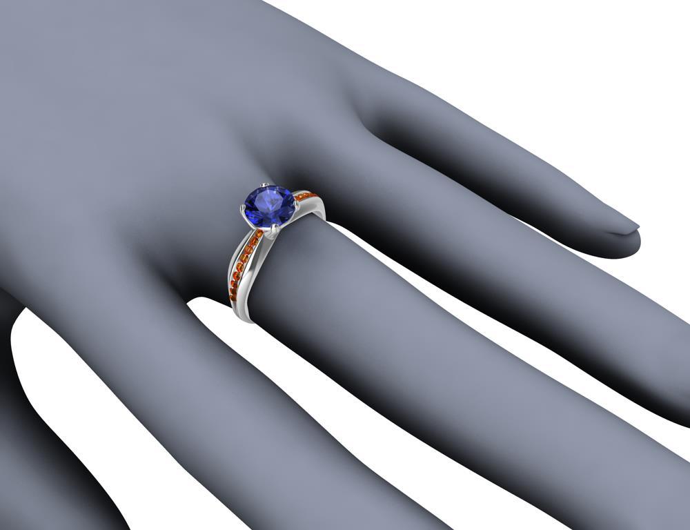 For Sale:  Womens Platinum 1.55 Carat Sapphire and Orange Spinels Cocktail Ring 6