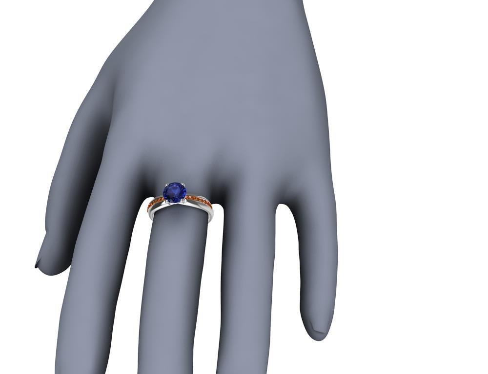 For Sale:  Womens Platinum 1.55 Carat Sapphire and Orange Spinels Cocktail Ring 7