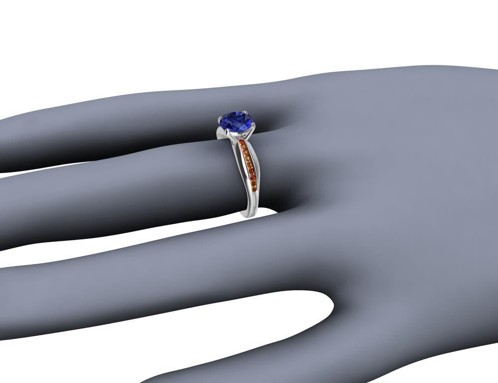 For Sale:  Womens Platinum 1.55 Carat Sapphire and Orange Spinels Cocktail Ring 8