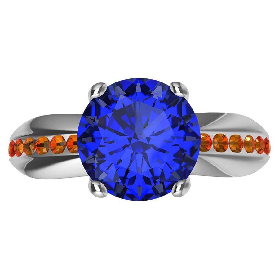For Sale:  Womens Platinum 1.55 Carat Sapphire and Orange Spinels Cocktail Ring