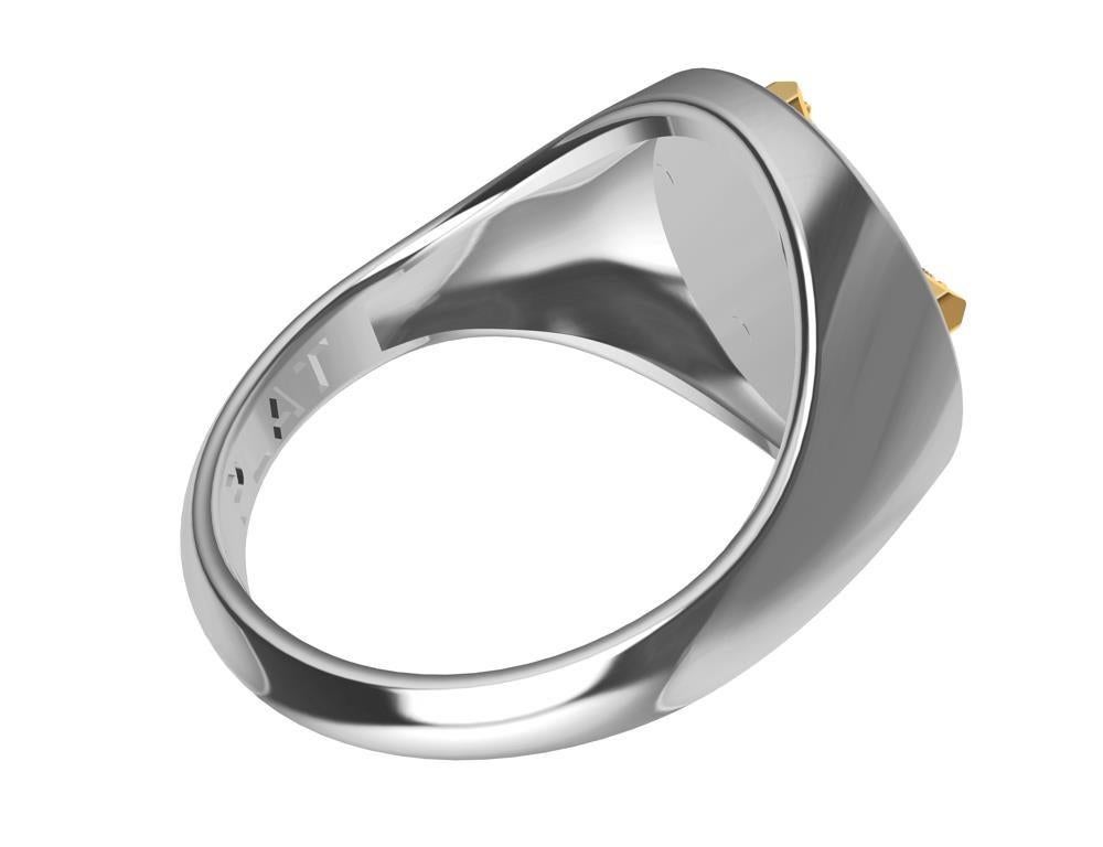 For Sale:   Platinum and 18 Karat Yellow Gold GIA Diamond Star Signet Ring 8