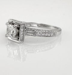 Women's Princess, Round and Baguette Diamond Ring 14 Karat W/G 1.07 Carat