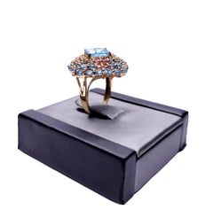 Women's Ring in 14K Yellow Gold with Blue Topaz