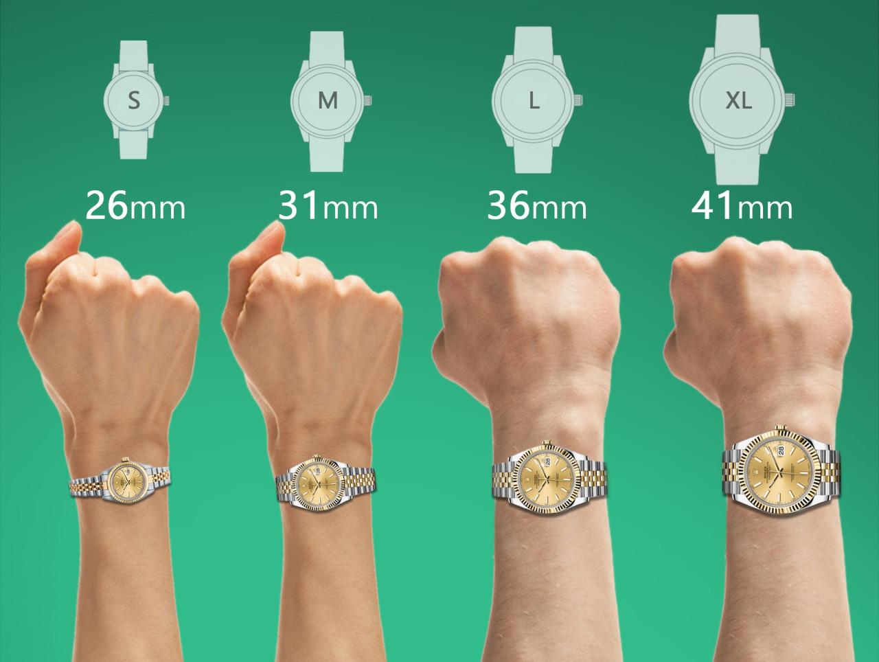 sizes of women's rolex watches