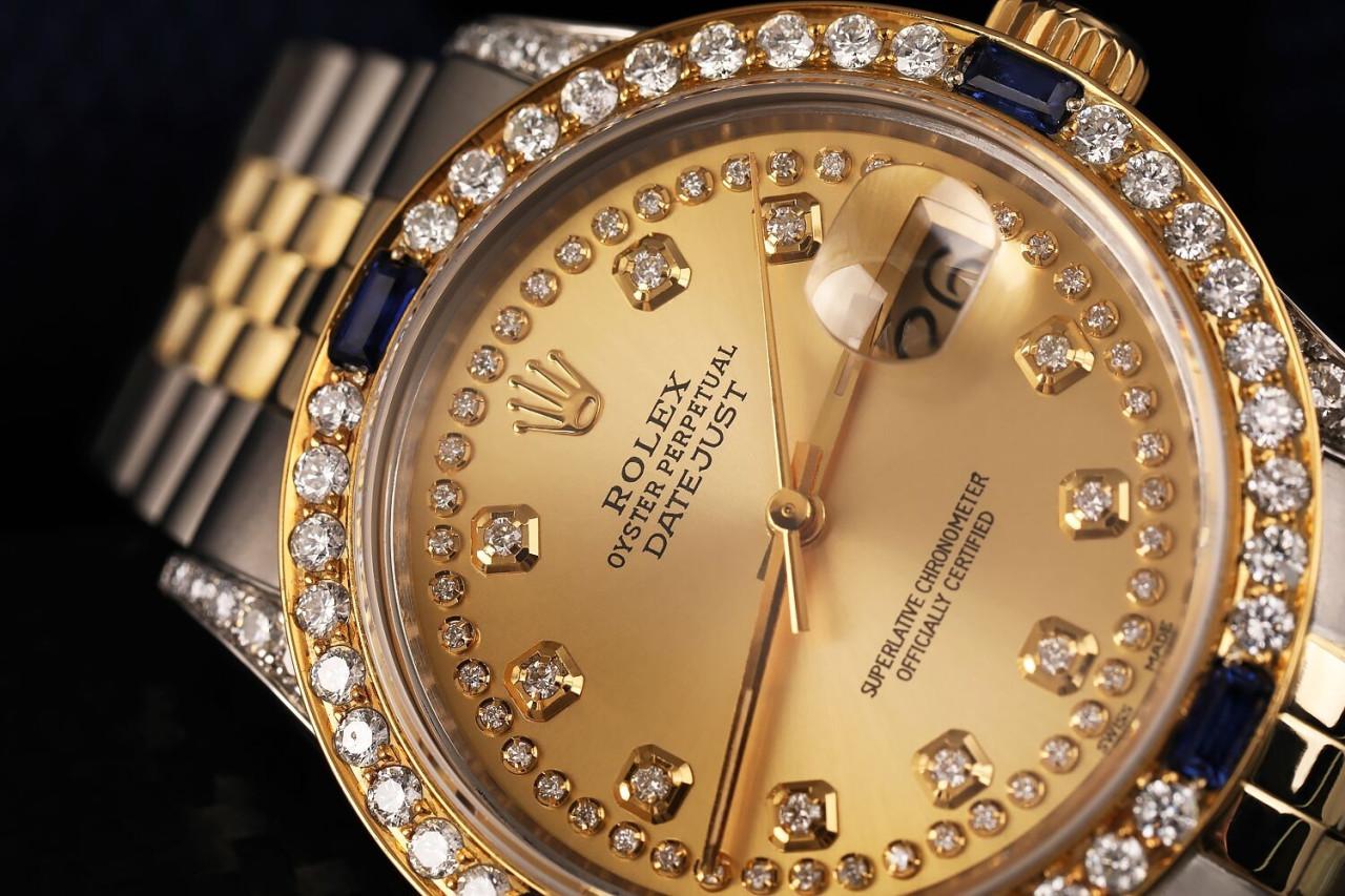 Women's Rolex 31mm Datejust Two Tone Jubilee Champagne Color String Diamond Accent Dial Bezel + Lugs + Sapphire 68273