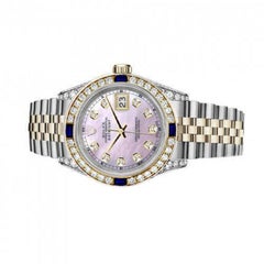 Women's Rolex Datejust Two Tone Jubilee Pink MOP Dial Diamond Accent Watch 68273